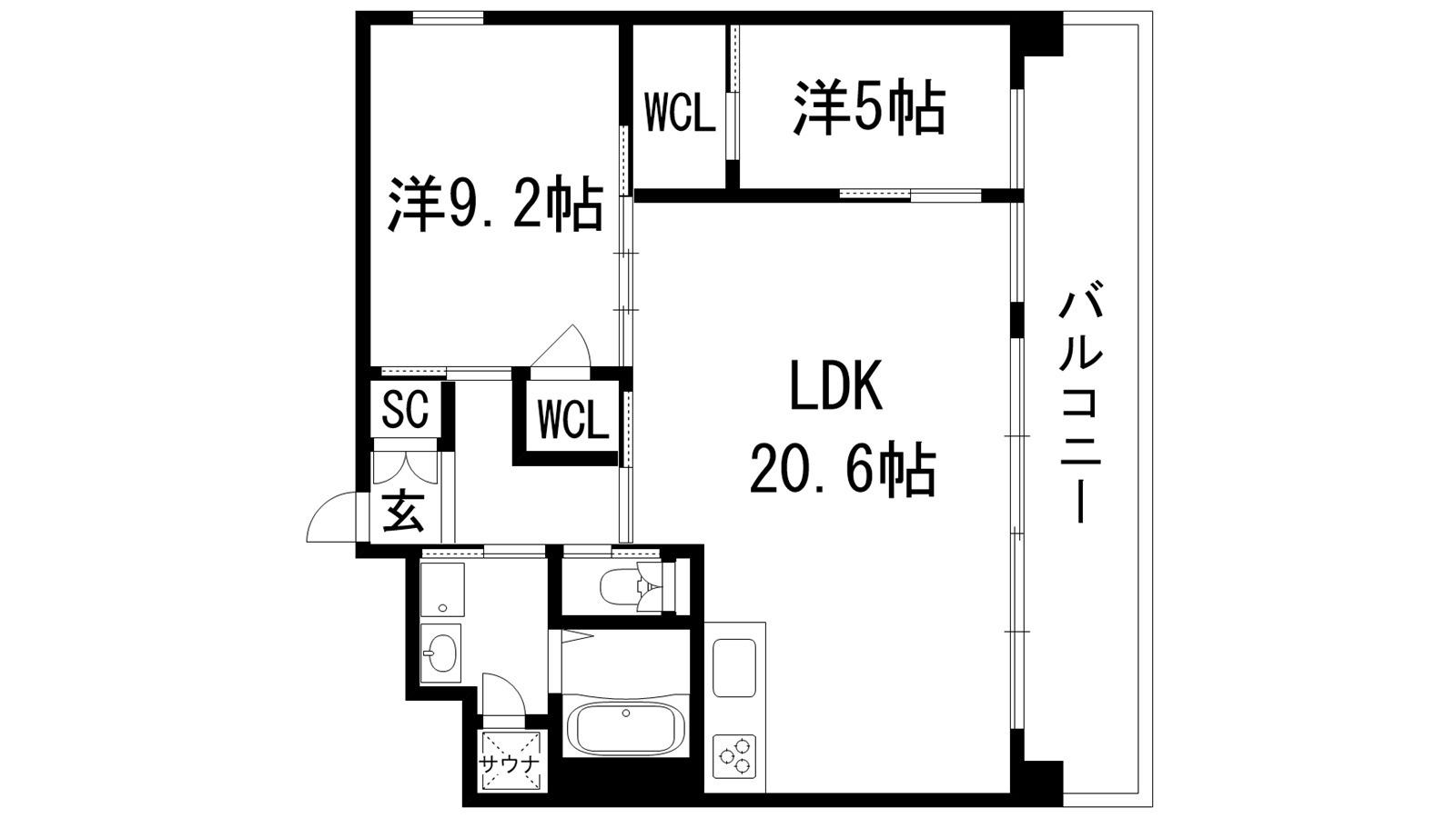 プレジオ宝塚ASIAN(2LDK/4階)の間取り写真