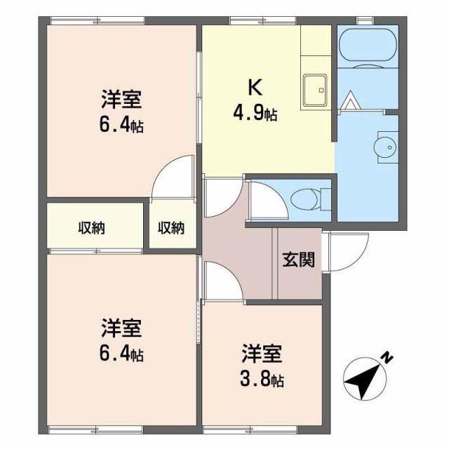 コーポ向陽台(3K/1階)の間取り写真