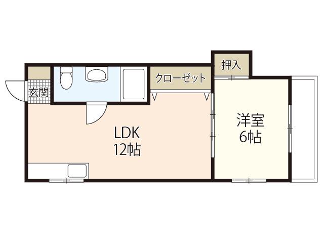 都ビル(1DK/3階)の間取り写真