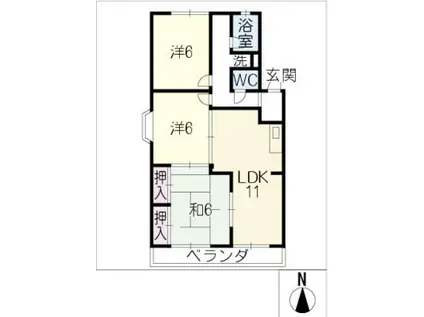 クリアサイト横吹(3LDK/2階)の間取り写真