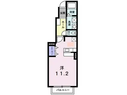 バレーフィールドII(ワンルーム/1階)の間取り写真