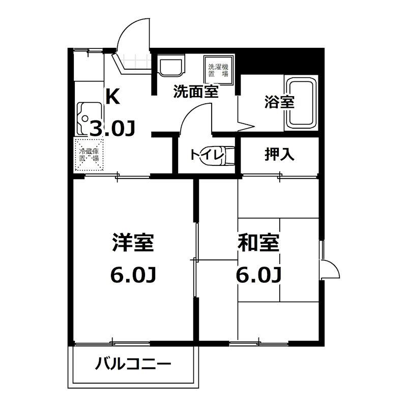 コーポタキサカ(2K/2階)の間取り写真
