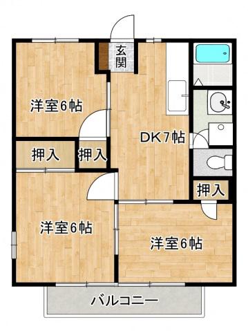 ニューシティ久保田(3DK/2階)の間取り写真
