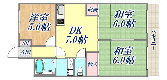 橋本第2マンション(3DK/1階)の間取り写真