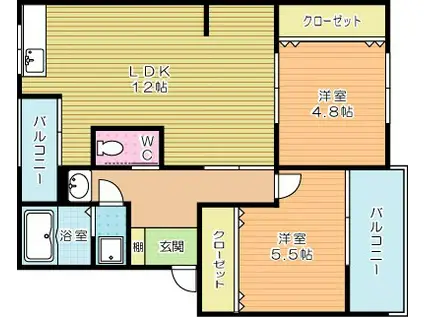 CASA森林(2LDK/1階)の間取り写真