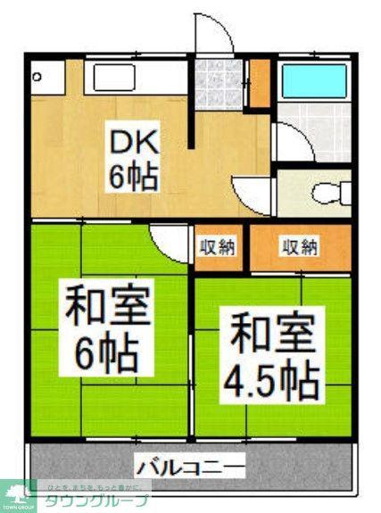 コーポ峰(2DK/2階)の間取り写真