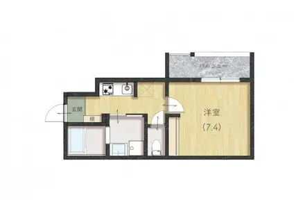 COMFORT三吉南(1K/1階)の間取り写真