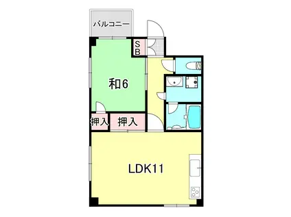 シャンテ本山(1LDK/3階)の間取り写真