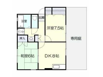 フラリッシュ紫原(2DK/1階)の間取り写真