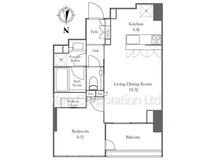 宮益坂ビルディングTHE SHIBUYA RESIDENCE(1LDK/6階)の間取り写真