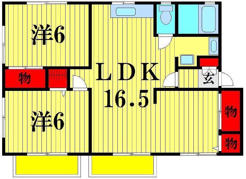 ツインハイム(2LDK/1階)の間取り写真