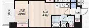 LUXE深江橋II(1LDK/7階)の間取り写真