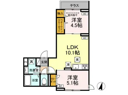 グラナーデ興野(2LDK/1階)の間取り写真