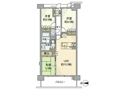 ジオ阪急洛西口ノースレジデンス(3LDK/15階)の間取り写真