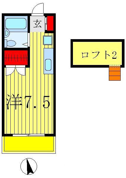 メゾンエクセレント(ワンルーム/2階)の間取り写真
