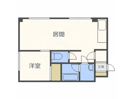 ラグランブルー元町(1LDK/3階)の間取り写真