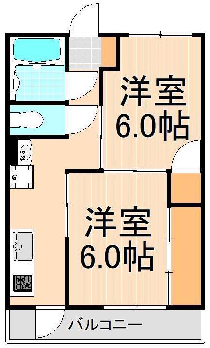 島村マンション(2K/5階)の間取り写真