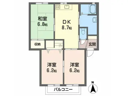 クレスト恵久美(3DK/2階)の間取り写真