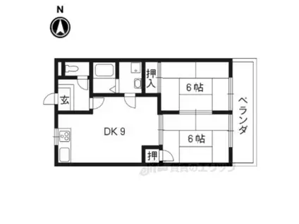 林第2ビル(2LDK/3階)の間取り写真