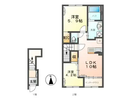 ルーチェII(2LDK/2階)の間取り写真