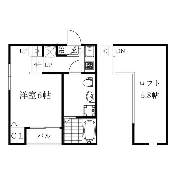 HUMMING LIFE新栄(1SK/2階)の間取り写真