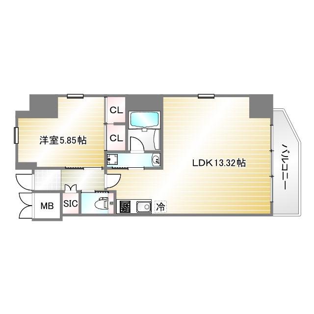 プレジオ日暮通(1LDK/10階)の間取り写真