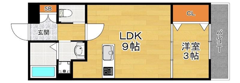CHOU CHOU MAKINOSAKA(1LDK/3階)の間取り写真
