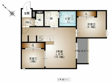 REGALESTーF 矢野駅前(2LDK/3階)の間取り写真