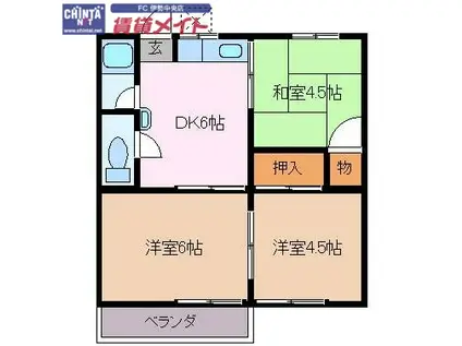 パークハイツ(3DK/2階)の間取り写真