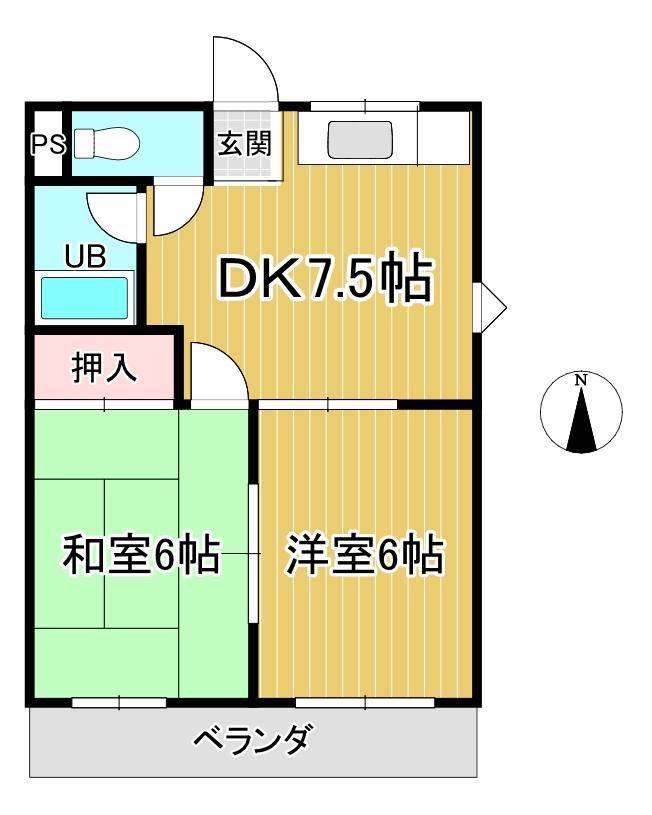 サンコーポ1(2DK/4階)の間取り写真