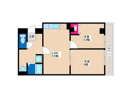 リュストル 平野(2LDK/3階)の間取り写真