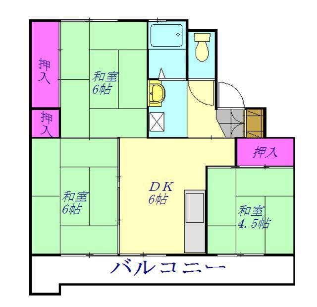 ビレッジハウス上尾向原1号棟(3DK/4階)の間取り写真