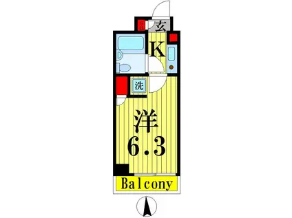 ダイアパレス北千住(1K/2階)の間取り写真