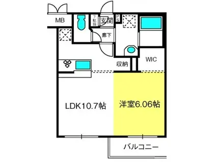 ヴィラ・デ・ジョワ浦和白幡(1LDK/2階)の間取り写真