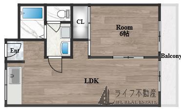 コーポ陣内I(1DK/2階)の間取り写真
