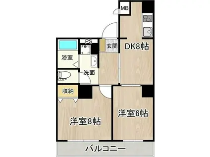 JMRレジデンス新大阪 (2DK/3階)の間取り写真