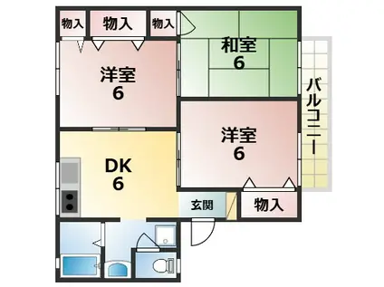 エスポワール(3DK/2階)の間取り写真