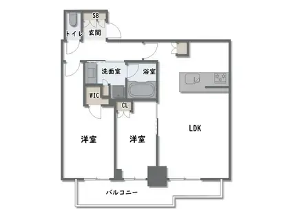 シエリアタワー大阪堀江(2LDK/29階)の間取り写真