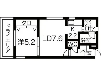 ヴェリテ円山神宮(1LDK/1階)の間取り写真
