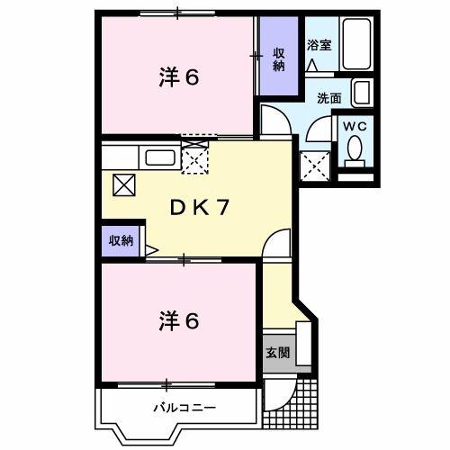 ニュークレストールビゼン(2DK/1階)の間取り写真