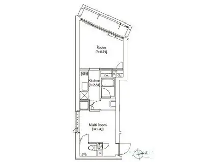 カスタリア祐天寺(1SK/4階)の間取り写真