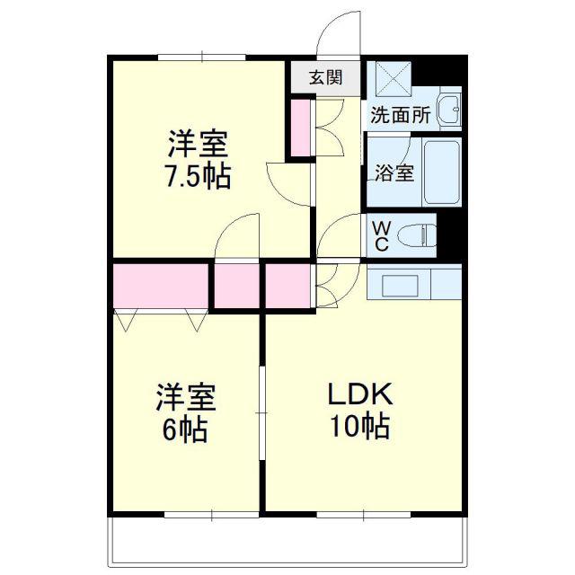 トップアイルII(2LDK/1階)の間取り写真