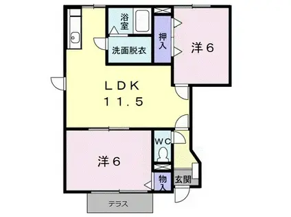 アヴェニールメゾン(2LDK/1階)の間取り写真