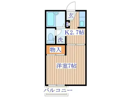 メゾンゴトウJR2(1K/2階)の間取り写真