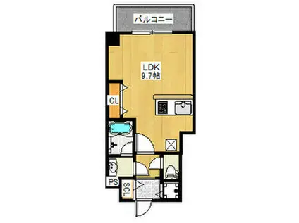 ブランTAT西宮II(ワンルーム/3階)の間取り写真