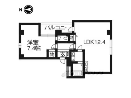 エスポワール柳馬場(1LDK/4階)の間取り写真