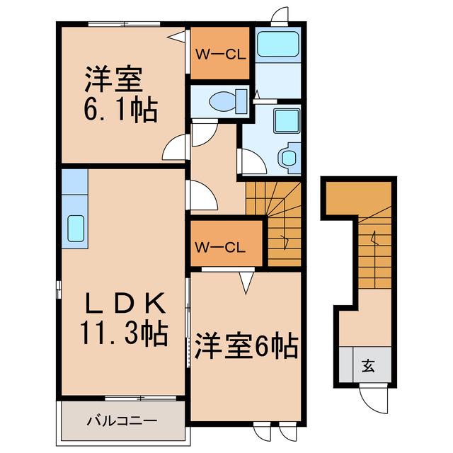 ブラッシュ フィールド II(2LDK/2階)の間取り写真