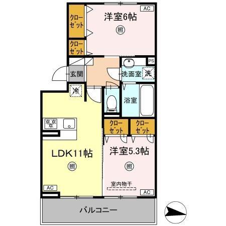 コートドール7(2LDK/3階)の間取り写真