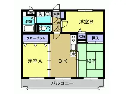 ユーミーFII(3DK/1階)の間取り写真