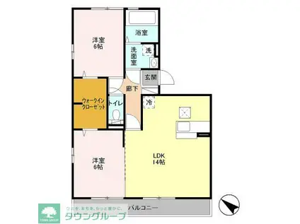 グランデュール55B(2LDK/1階)の間取り写真